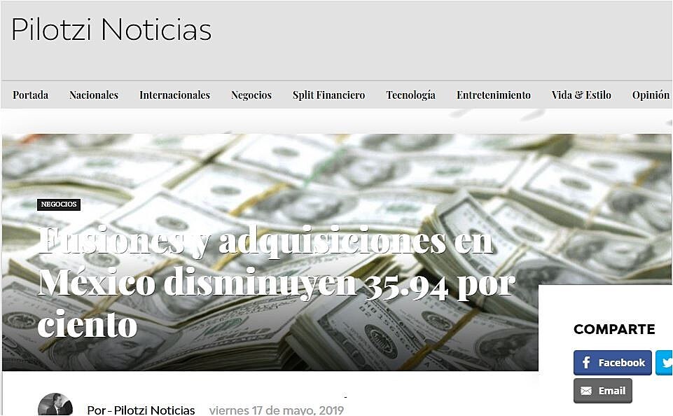 Fusiones y adquisiciones en Mxico disminuyen 35.94 por ciento